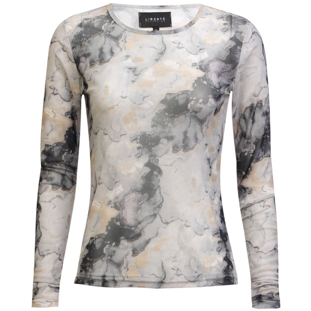 LIBERTÃ dame bluse MESH - BLACK GREY MARBLE